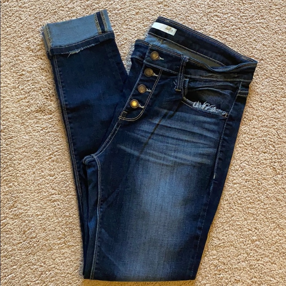 Buckle Ankle Skinny Jeans